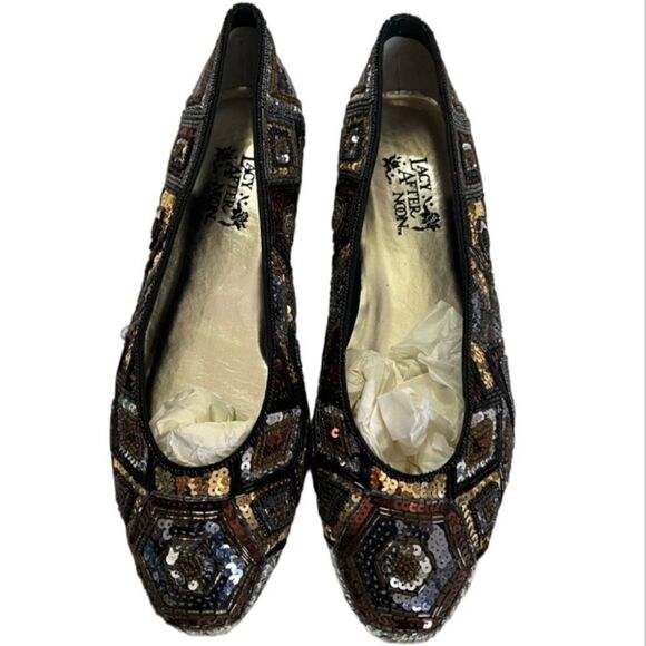 Vintage 90s sequined flats shoes by Shell Kepler - Picture 2 of 12